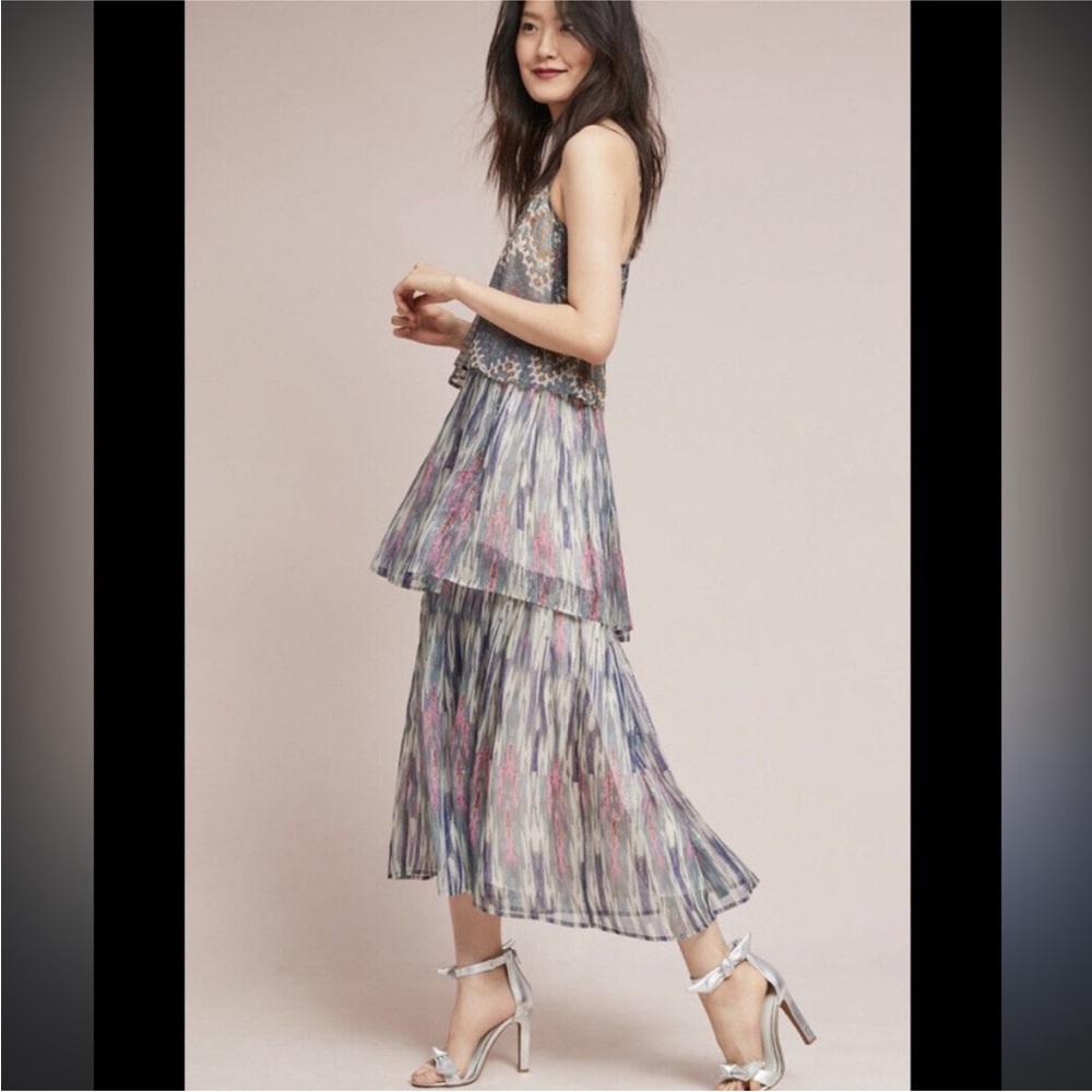 Meadow Rue by Anthropologie Multicolor Tiered Maxi Dress